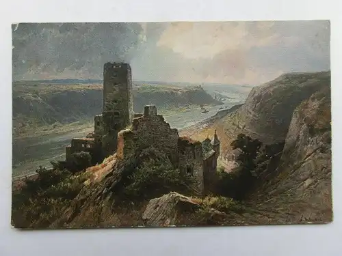 Alte AK Gemäldekarte Burg Gutenfels [aS883]