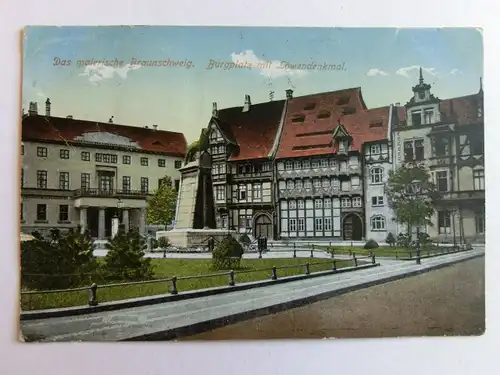 Alte AK Braunschweig Burgplatz Löwendenkmal 1922 [aK210]