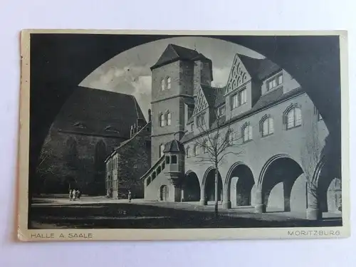 Alte AK Halle Saale Moritzburg 1937 Stempel „Kinderreichtum … [aK217]