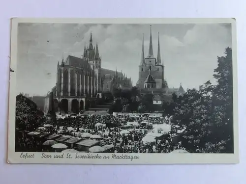 Alte AK Erfurt Dom Severiekirche Markttag Markt um 1930 [aK218]