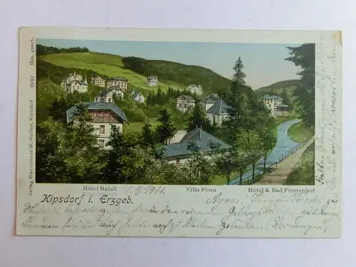Alte AK Kipsdorf Erzgebirge 1911 Hotel Halali, Villa Flora… [aK226]
