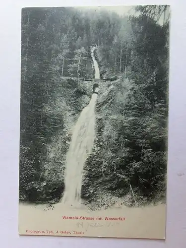 Alte AK Viamala Strasse mit Wasserfall um 1900 [aK318]