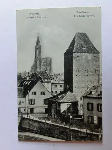Alte AK Strassburg Elsass Gedeckte Brücken um 1915 [aK348]