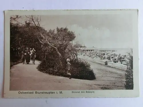 Alte AK Ostseebad Brunshaupten Strand mit Bädern [aK365]