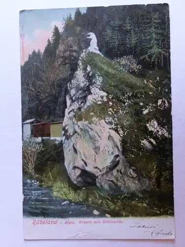 Alte AK Rübeland Felsen mit Höhlenbär 1905 [aK380]