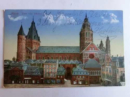 Alte AK Mainz Dom von Westen 1915 [aK401]