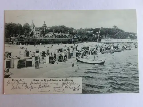 Alte AK Heringsdorf Strand m. Strand Casino 1905 [aK424]