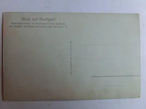 Alte AK Stuttgart Abendstimmung Versicherungsgebäude um 1925 [aK453]