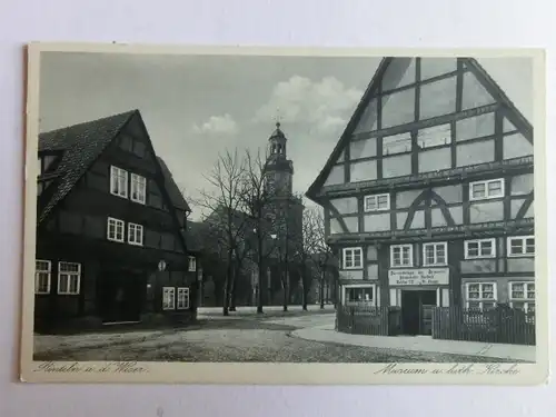 Alte AK Rinteln  Weser Museum u. Kath. Kirche um 1930 [aK459]