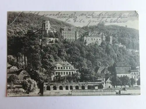 Alte AK Heidelberg Schloß von der Hirschgasse 1916 [aK521]