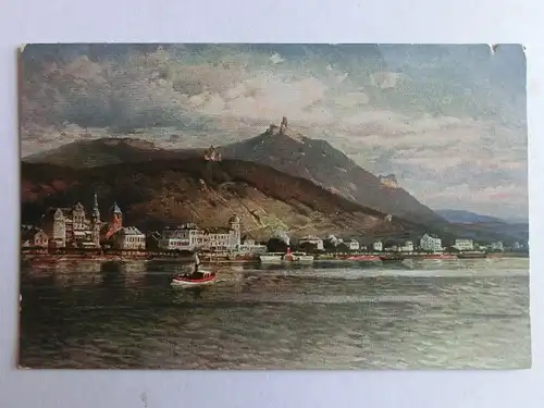 Alte AK Gemäldekarte Drachenfels Rhein um 1925 [aK529]