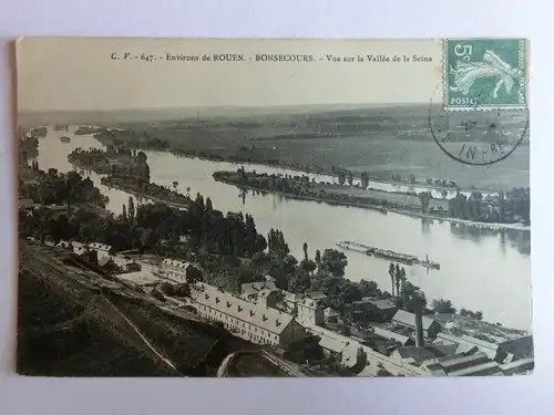 Alte AK Environs de Rouen Bonsecours Vue sur la Vallee de la Seine [aM371]