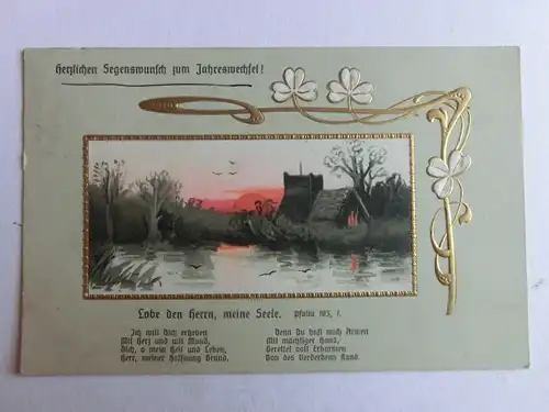 Alte AK Grußkarte Neujahr Prägekarte 1906 [aK646]