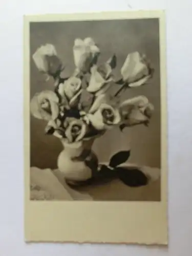 Alte AK Grußkarte Blumenvase Rosen 1938 [aK668]