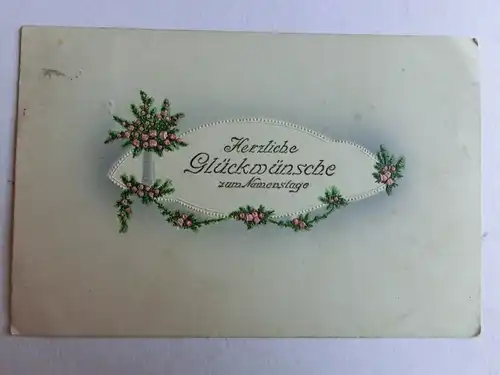 Alte AK Grußkarte Namenstag  Erika Prägekarte Heidekraut 1914 [aK693]