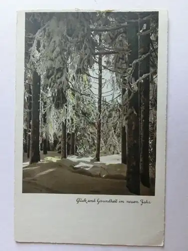 Alte AK Grußkarte Neujahr Wald Winter Schnee 1939 [aK696]