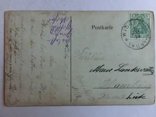 Alte AK Gemäldekarte Bauernhaus Flieder 1912 [aK724]