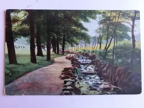 Alte AK Gemäldekarte Wald Bach Weg Bäume [aK735]