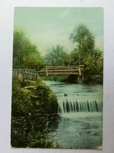 Alte AK Unbekannter Ort Wehr Brücke Bach [aK778]