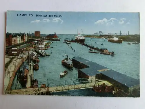 Alte AK Hamburg Blick auf den Hafen um 1920 [aK808]
