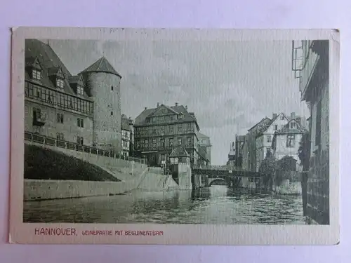 Alte AK Hannover Leinepartie mit Beginenturm 1917 [aK829]