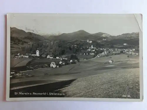 Alte AK St. Marein u. Neumarkt Steiermark (m. Knick) 1940 [aK845]