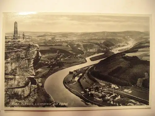 Alte AK Lilienstein mit Elbtal Sächsische Schweiz [aC239]