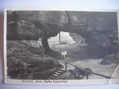 Alte AK Fotokarte Sächsische Schweiz Kuhstall (Ecke geknickt) [aC254]