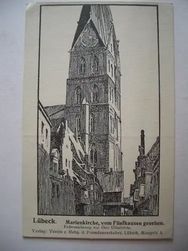 Alte AK Lübeck Marienkirche Federzeichnung Ubbelohde [aC266]