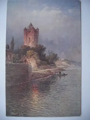 Alte AK Künstlerkarte Burg Eltville [aD350]