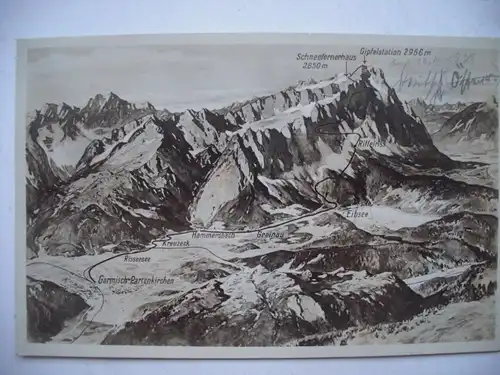 Alte AK Panoramakarte Garmisch Partenkirchen [aC319]