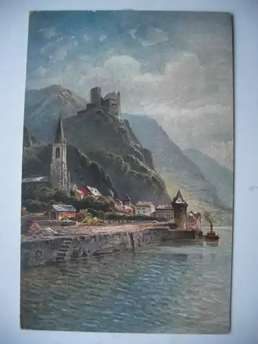Alte AK Künstlerkarte St. Goarshausen Burg Katz [aD178]