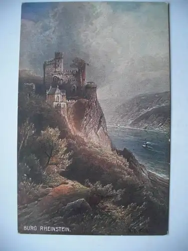 Alte AK Künstlerkarte Burg Rheinstein [aD186]
