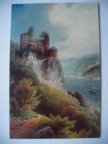 Alte AK Künstlerkarte Burg Rheinstein [aD188]