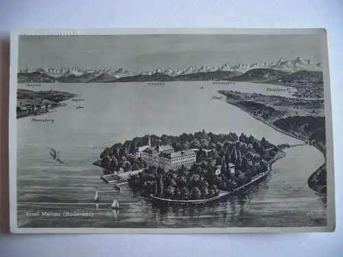 Alte AK Insel Mainau Bodensee Fliegeraufnahme [S322]