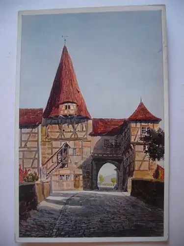 Alte AK Iphofen Rödelseer Tor Künstlerkarte [S356]