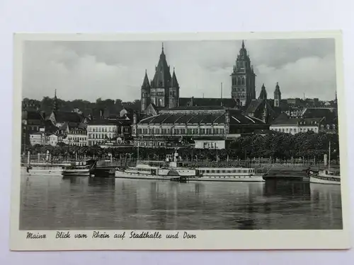 Alte AK Mainz Blick auf Stadthalle und Dom [aR61]