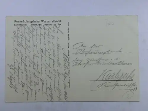 Alte AK Oppenau Lierbach Posterholungsheim Wasserfallhotel [aR345]