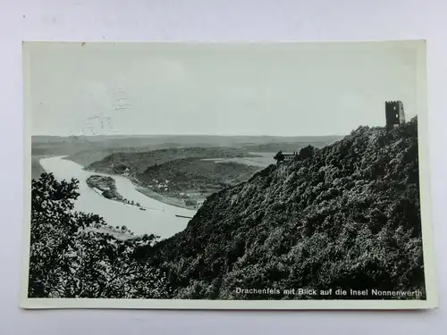 Alte AK Drachenfels Blick auf Insel Nonnenwerth [aR354]