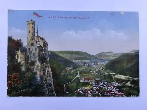 Alte AK Schloß Lichtenstein Echaztal Reutlingen (beschädigt) [aR506]