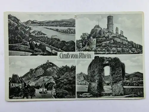 Alte AK Gruß vom Rhein Rhöndorf Godesburg Siebengebirge [aR525]