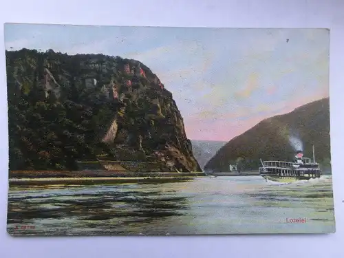 Alte AK Lorelei Dampfer Rhein [aR558]