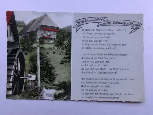 Alte AK Schwarzwald Mühle „Es steht eine Mühle“ Lied [aR400]
