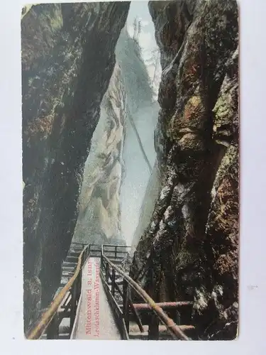 Alte AK Mittenwald Leutaschklamm Wasserfall 1907 [aT34]