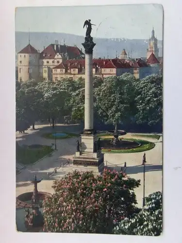 Alte AK Stuttgart Altes Schloß mit Jubliäumssäule [aT51]