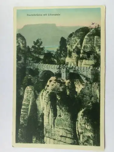 Alte AK Sächsische Schweiz Basteibrücke mit Lilienstein [aT103]