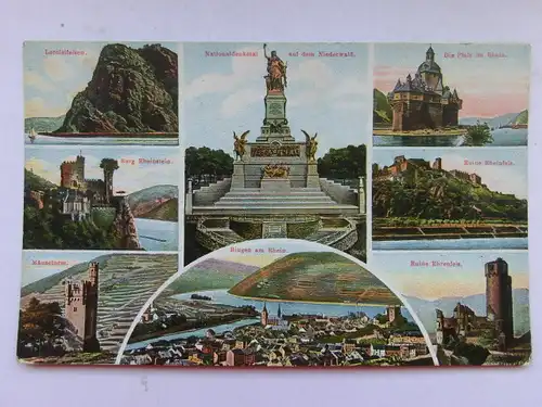 Alte AK Rhein Mehrbildkarte Bingen Mäuseturm… um 1920 [aT130]