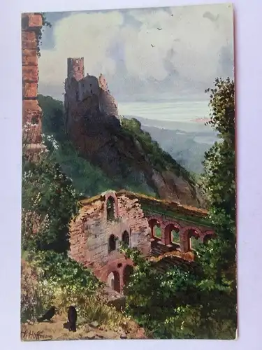 Alte AK Gemäldekarte Unbekannte Ruine H. Hoffmann [aT180]