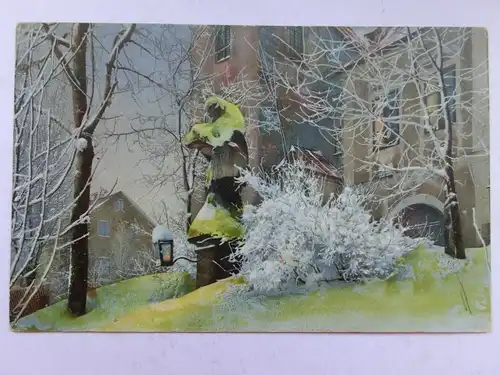 Alte AK Unbekannter Ort Denkmal Schnee [aT183]