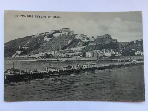 Alte AK Koblenz Ehrenbreitstein Schiffsbrücke [aT281]